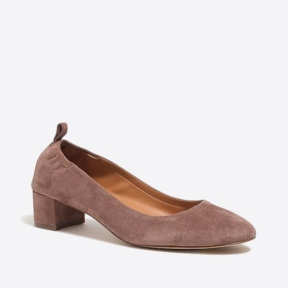 J. Crew Shoes - NWOB J. Crew Anya Suede Block Heels Sz 9 Warm Walnut Nude Pink Mauve Ballet Shoe